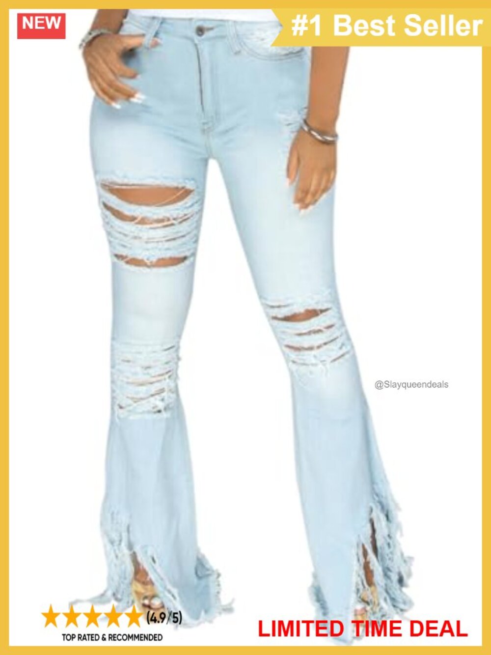 Women's High Waisted Flare Bell Bottom Jeans Stretchy Wide Leg Denim Pants